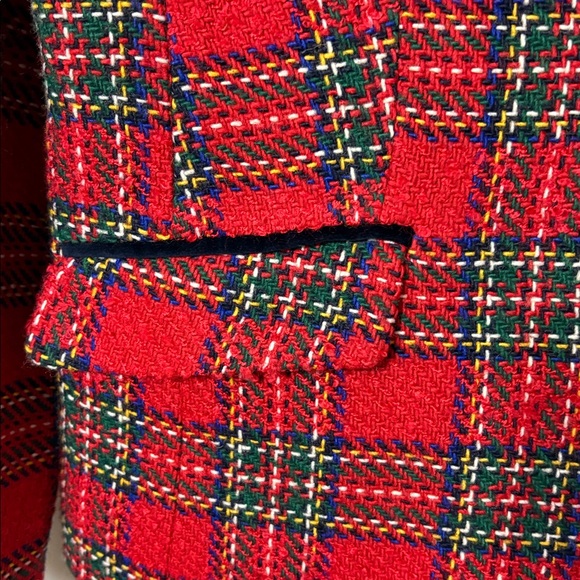 Talbots 12 Red Tartan Plaid Wool Blend Blazer Jacket - Picture 3 of 8